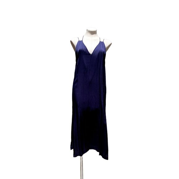 Stockholm Atelier & Other Stories Satin Slip Dress Midnight Blue US 8 - Picture 2 of 12